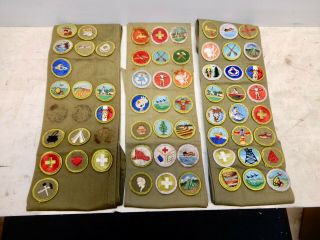 3 Vintage Boy Scouts Uniform Sashes With Merit Badges 2