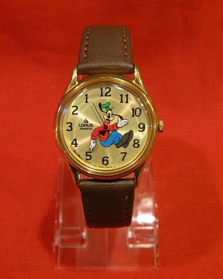 Vintage Disney Lorus Backward Goofy Watch Near 2 Bands