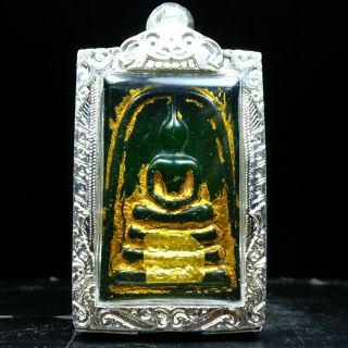 Old Beautyful Antique Phra Somdej Jade Thai Buddha Amulet Real.  1