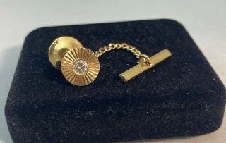 Vintage Tiffany & Co.  14k Yellow Gold & Diamond Tie Tack - Lapel Pin