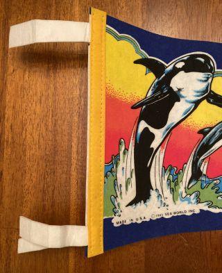 Vintage 1985 Collectible Souvenir 26.  5” Felt Pennant Sea World Ohio Shamu Rare 2