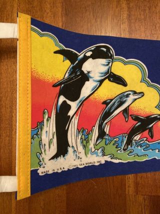 Vintage 1985 Collectible Souvenir 26.  5” Felt Pennant Sea World Ohio Shamu Rare 3