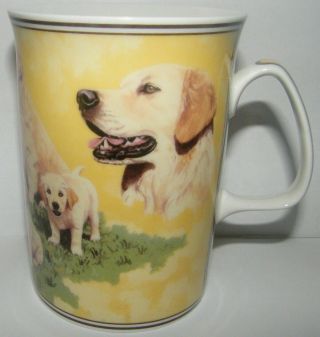 Vtg Border Fine Arts Studio English Bone China Mug Golden Retrievers Dog Cup