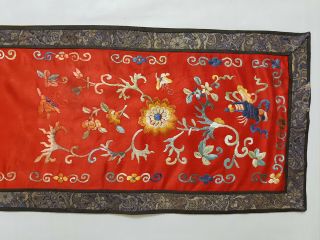 Antique Chinese Silk Hand Embroidered Wall Hanging Panel 120x27cm 2