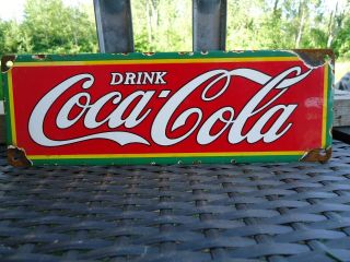 Old Vintage 1950s Drink Coca - Cola Porcelain Advertising Sign Pop Soda