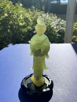 Antique Chinese Carved Jade Guanyin Statue