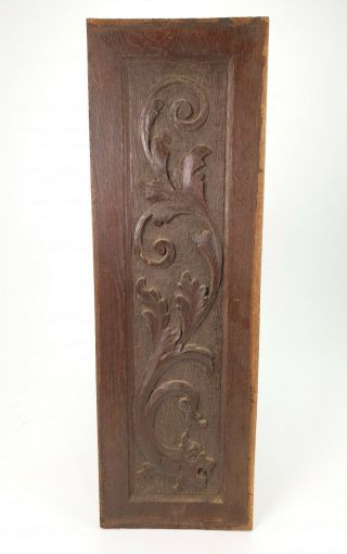 Antique Reclaimed Hand Carved Wooden Cabinet Door Panel Floral Pattern