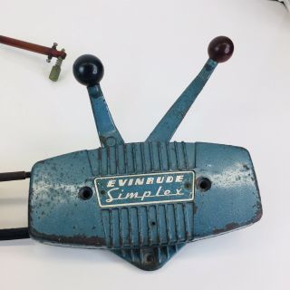 Vintage Evinrude Simplex Johnson Two 2 Handle Control Box& 2 Cables
