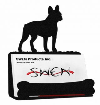 Swen Products French Bulldog Black Metal Business Card Holder