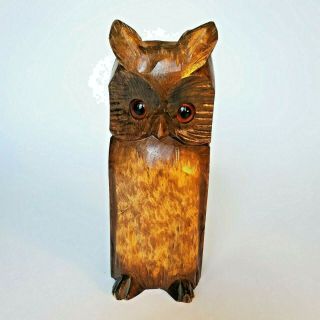 Retro Vintage Mid Century Owl Art Hand Carved Wood Wall Hanging 1970s
