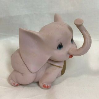 Vintage Papel Japan 1960s Pink Ceramic Baby Elephant Solid Gold Tie 3x4.  5 "