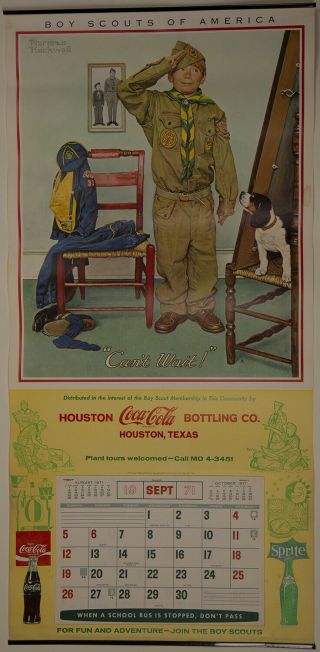 1971 Norman Rockwell Boy Scouts Of America Coca Cola Vintage Calendar Tin Top