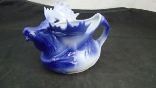 Blue Moose Antlers Ceramic Porcelain Handled Pitcher Creamer Planter Decoration