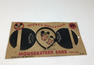 Nos Mouseketeer Ears Mickey Mouse Club 1950s Walt Disney.  Kohner Bros York