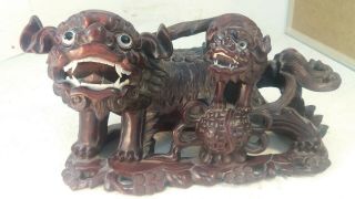 Large Chinese Root Carving Of Kylin With Glass Eyes