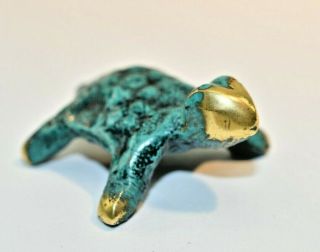 Brass Heavy Small Green Sea Turtle Statue Decoration Figurine