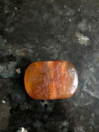 Antique Chinese Hand Carved Agate The Eight Immortals Pendant