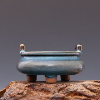 China antique Porcelain SONG JUN kiln Azure glaze begonia red Incense Burner 2