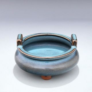 China antique Porcelain SONG JUN kiln Azure glaze begonia red Incense Burner 3