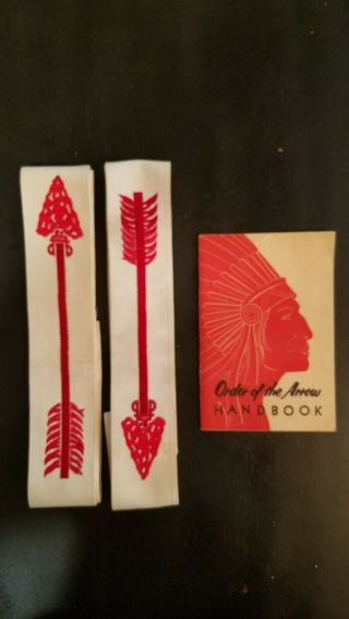 1950s Felt Ordeal Order Of The Arrow Sashes (x2) And Handbook