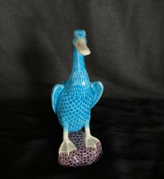 Chinese Vintage Turquoise Blue Glaze Goose Duck Figure Celadon