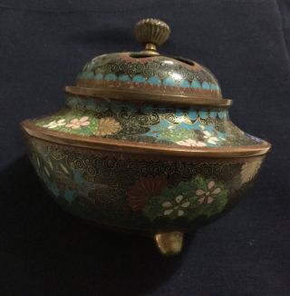 Antique/old Chinese CloisonnÉ & Bronze/brass Incense Burner/censer - Detail