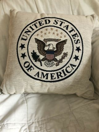 Vintage American Made United States Of America Pillow Woven Both Sides