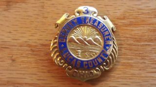 Vintage " Deputy Treasurer " Badge Lucas County,  Ohio Authentic