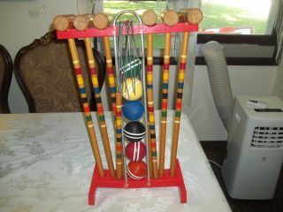 Vintage Rademaker 6 Player Wooden Croquet Set