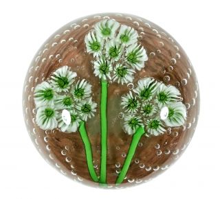 Vintage Fratelli Toso Murano Italian Art Glass Paperweight Millefiori Flowers