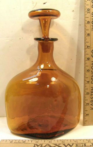 Vintage Mcm Blenko Glass Decanter Bottle Wstopper 6617 Amber Or Honey Joel Myers