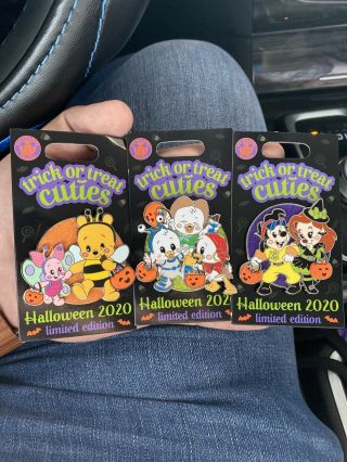 Disney Pin Halloween 2020 Trick Or Treat Cuties Le 5000 Set Of 3 Pooh Goofy Duck