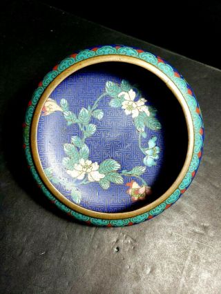 Antique Chinese Cloisonne Bowl Flowers