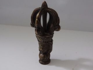Antique Tibetan Buddhist Cast Brass Handle For Ritual Hand - Bell