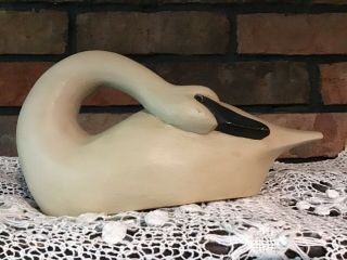James Haddon Vintage Hand Carved Wooden Swan Signed By Artist