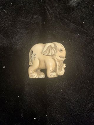 Antique Japanese Netsuke Elephant Nicely Carved 2