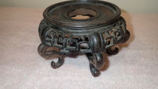 Antique Fine Chinese Asian Antique Carved Wood Stand Vase Bowl Incense Ps1