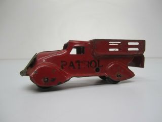Vtg C1930s Pre War Marx Wyandotte Pressed Steel Toy Stake Truck Patrol Red 4.  5 "