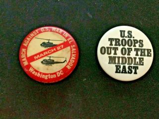 March Against U.  S. ,  War In El Salvador Washington,  Dc March 27 Pinback Buttons