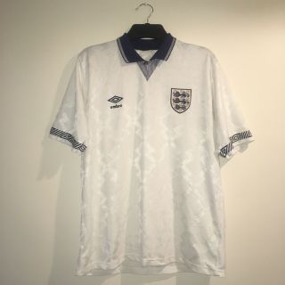 England Umbro 1990/92 Italia 90 World Cup Home White Vintage Football Shirt Mens