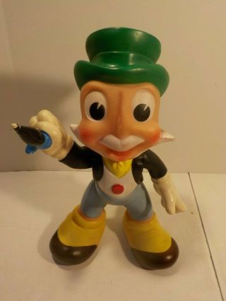 N Vintage Ledra Italy 1960s Jiminy Cricket 11” Rubber Squeak Squeaker Toy Disney