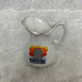 Expo 1986 Vancouver Canada Vintage Miniature Pitcher Creamer Gold Rim Official