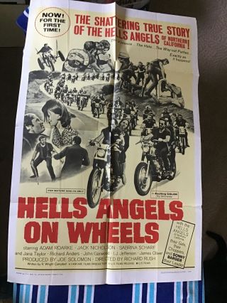 Vintage Movie Poster Hells Angels On Wheels Biker Sex Movie 1967