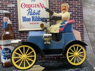 Vintage Pabst Blue Ribbon Beer Old Jalopy Car Motion Sign Display Parts Repair