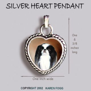 Japanese Chin Dog - Ornate Heart Pendant Tibetan Silver