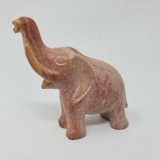 Unique Carved Pink Marble Stone Elephant Figurine Carving 2.  75 " H Lucky Trunk Up