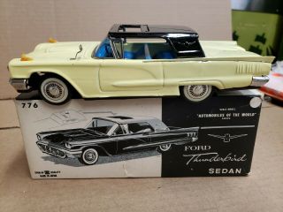 Vintage Tin Toy Friction Ford Thunderbird W/ Sunroof Bandai Japan In.
