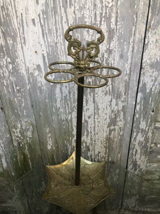 Vintage Brass Five Holder Umbrella Stand 1920 