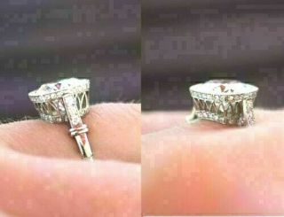 Vintage Art Deco 3.  50 Ct Diamond Engagement Wedding Ring 14k White Gold Finish