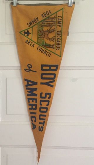 Old 1963 Boy Scouts Of America Felt Pennant/camp Tuckahoe York/ Adams Area
